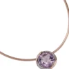 Anhänger Amethyst lila & 16 Diamanten 0.08Ct Brillanten 585 Gold Rotgold