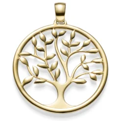 Anhänger Amulett Baum Lebensbaum aus 585 Gold Gelbgold Goldanhänger 40x33mm