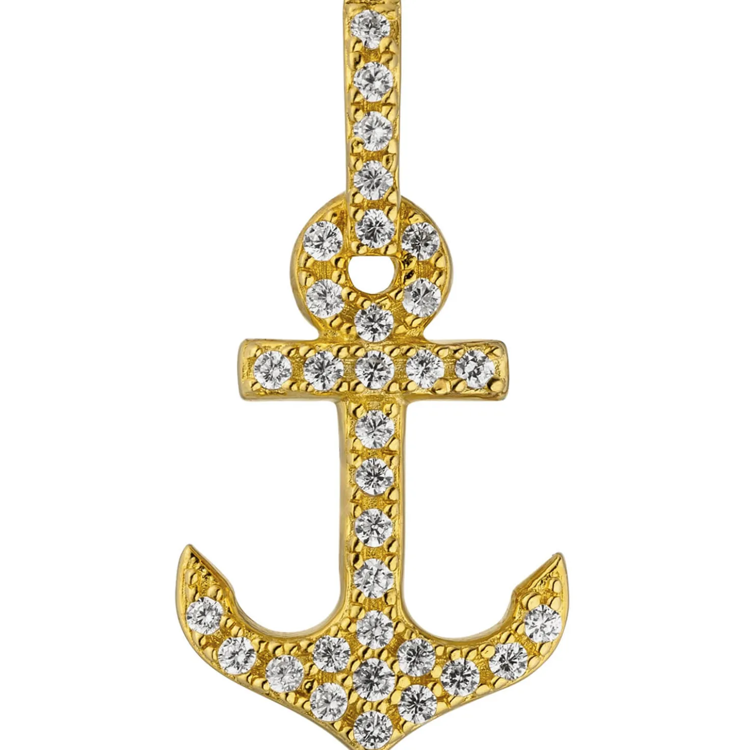 Anhänger Anker aus 925 Silber vergoldet mit 32 Zirkonia 19,7x10,1mm Halsschmuck