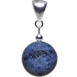 Anhänger aus Dumortierit & 925 Silber, Edelstein Kugel dunkelblau-violett