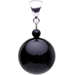 Anhänger aus echtem Onyx & 925er Silber, schwarz, Onyxanhänger