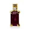 Anhänger aus 750 Gelbgold Rubin 0,27ct rot Diamant 0,01ct TW-SI 7,9x3,5mm