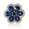 Anhänger aus 750 Gelbgold 7 Saphire 1,6ct blau 36 Brillanten 0,18ct TW-SI Ø13,5mm