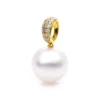 Anhänger aus 750 Gelbgold Süßwasser-Perle 10,5mm 21 Brillanten 0,13ct W-SI