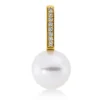 Anhänger aus 750 Gelbgold Süßwasser-Perle 9mm weiß 8 Brillanten 0,04ct TW-SI