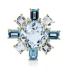 Anhänger aus 750 Gelbgold 9 Topase 10,2ct blau 8 Brillanten 0,08ct TW-SI 21,5x21mm