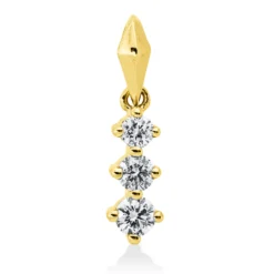 Anhänger aus 585 Gold Gelbgold 3 Brillanten 0,17ct W-PI 14,5x3,6mm mit Öse