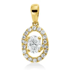 Anhänger aus 585 Gold Gelbgold 21 Diamanten 0,46ct 16x7,4mm mit Öse