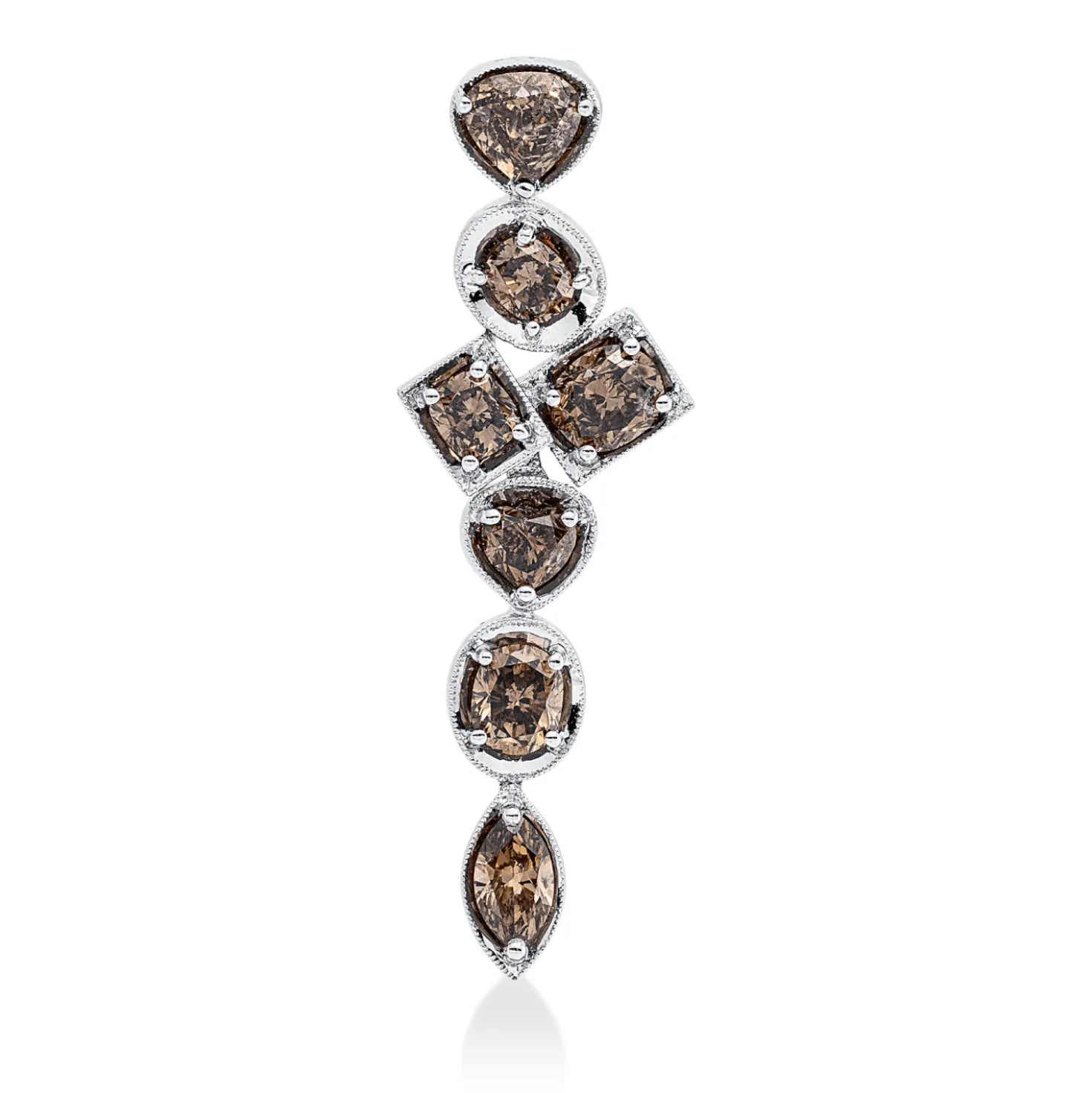 Anhänger aus 750 Gold Weißgold 7 Diamanten 2,78ct braun 41,6x13,6mm