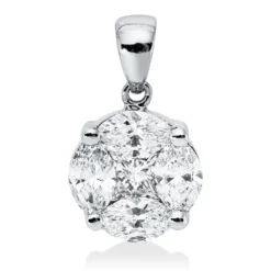 Anhänger aus 750 Gold Weißgold 5 Diamanten 1,27ct TW-SI 14,3x8,6mm mit Öse