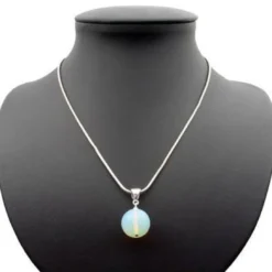Anhänger aus Opalit-Mondstein & 925er Silber, Ø18mm, Kugelanhänger