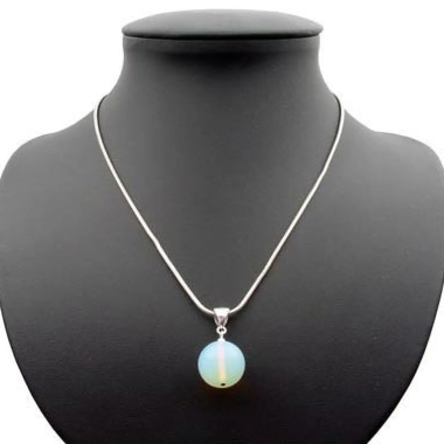 Anhänger aus Opalit-Mondstein & 925er Silber, Ø18mm, Kugelanhänger