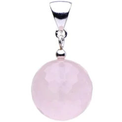 Anhänger aus Rosenquarz & 925er Silber, facettiert, rose