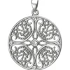 Anhänger aus 925 Silber mit 4 weißen Zirkonia Halsschmuck rund mit Ornament