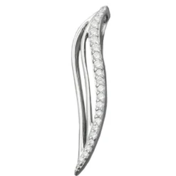 Anhänger aus 925 Silber mit Zirkonia weiß 32x6mm rhodiniert