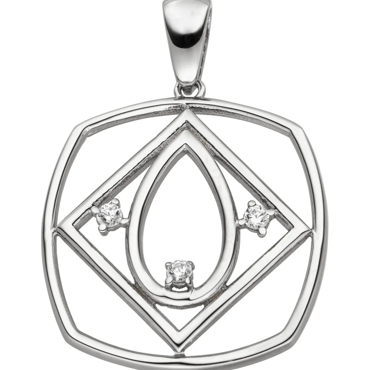 Anhänger aus 925 Silber mit 3 Zirkonia weiß Halsschmuck rhodiniert