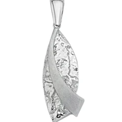 Anhänger aus 925 Silber 10,6x28,7mm teilmattiert gehämmert Halsschmuck