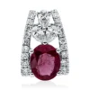Anhänger aus 750 Weißgold Rubin 0,49ct rot 23 Diamanten 0,23ct 10,6x7,4mm