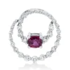 Anhänger aus 750 Weißgold Rubin 0,65ct rot 30 Brillanten 0,56ct TW-SI 17,5x17,3mm