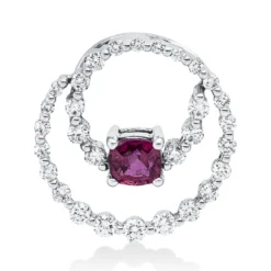 Anhänger aus 750 Weißgold Rubin 0,65ct rot 30 Brillanten 0,56ct TW-SI 17,5x17,3mm