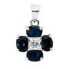 Anhänger aus 750 Weißgold 4 Saphire 1,4ct blau Brillant 0,05ct W-PI 14,7x10mm