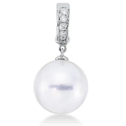 Anhänger aus 750 Weißgold Südsee-Perle 11,5mm weiß 5 Brillanten 0,08ct TW-SI