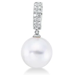 Anhänger aus 750 Weißgold Südsee-Perle 12mm weiß 14 Brillanten 0,14ct TW-SI