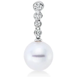 Anhänger aus 750 Weißgold Südsee-Perle 11mm weiß 4 Brillanten 0,22ct W-SI