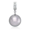 Anhänger aus 750 Weißgold Tahiti-Perle 11,5mm silbergrau 15 Diamanten 0,12ct W-SI