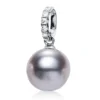 Anhänger aus 750 Weißgold Tahiti-Perle 10,5mm silber 6 Brillanten 0,13ct W-SI