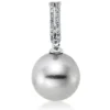Anhänger aus 750 Weißgold Tahiti-Perle 10mm silbergrau 18 Brillanten 0,05ct W-SI