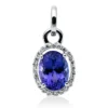 Anhänger aus 750 Weißgold Tansanit 1,5ct blau 24 Brillanten 0,12ct F-SI 19,1x9mm