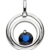Anhänger blauer Safir Saphir in 2 Kreisen 333 Gold Weißgold Halsschmuck rund