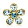 Anhänger Blume aus 750 Gelbgold 6 Topase 4,6ct skyblue 8 Brillanten 0,04ct TW-SI