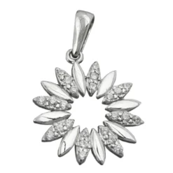 Anhänger Blume mit Zirkonia weiß 14mm 925 Silber Sterlingsilber