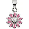 Anhänger Blume rosa aus 925 Silber rhodiniert mit Zirkonia für Kinder Ø 8,6mm