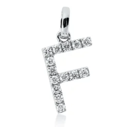 Anhänger Buchstabe F aus 750 Weißgold Brillant 0,15ct TW-SI 15,9x7,6mm
