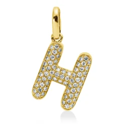 Anhänger Buchstabe H aus 750 Gelbgold 65 Brillanten 0,1ct W-SI 15x10mm