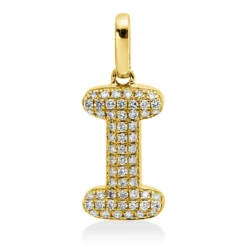 Anhänger Buchstabe I aus 750 Gelbgold 58 Brillanten 0,09ct W-SI 14,5x5,8mm
