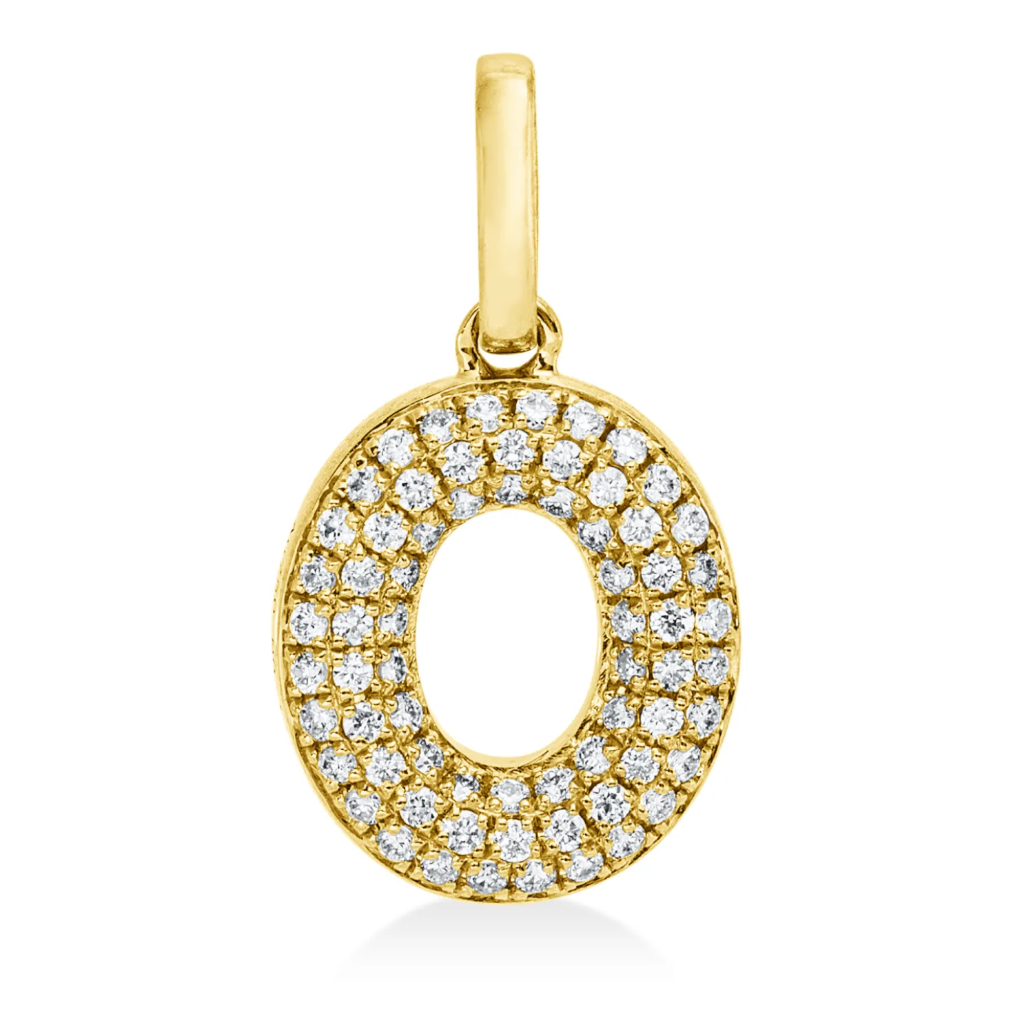 Anhänger Buchstabe O aus 750 Gelbgold 73 Brillanten 0,53ct W-SI 14x7,7mm