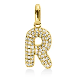 Anhänger Buchstabe R aus 750 Gelbgold 70 Brillanten 0,11ct W-SI 14,3x6mm