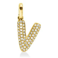 Anhänger Buchstabe V aus 750 Gelbgold 55 Brillanten 0,09ct W-SI 13,5x7mm