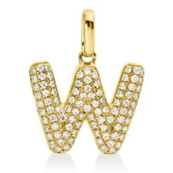 Anhänger Buchstabe W aus 750 Gelbgold 92 Brillanten 0,14ct W-SI 13,5x11,1mm