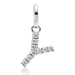 Anhänger Buchstabe Y aus 750 Weißgold 9 Brillanten 0,04ct W-SI 11,4x5,8mm