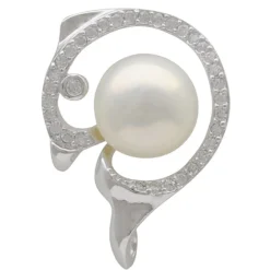 Anhänger Delfin mit Süßwasser Perle & Zirkonia weiß 2 Ösen 925 Silber Damen