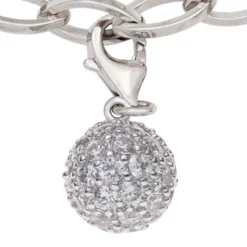 Anhänger Einhänger Charm Kugel mit Zirkonia 925 Silber, 11.2mm, Damen
