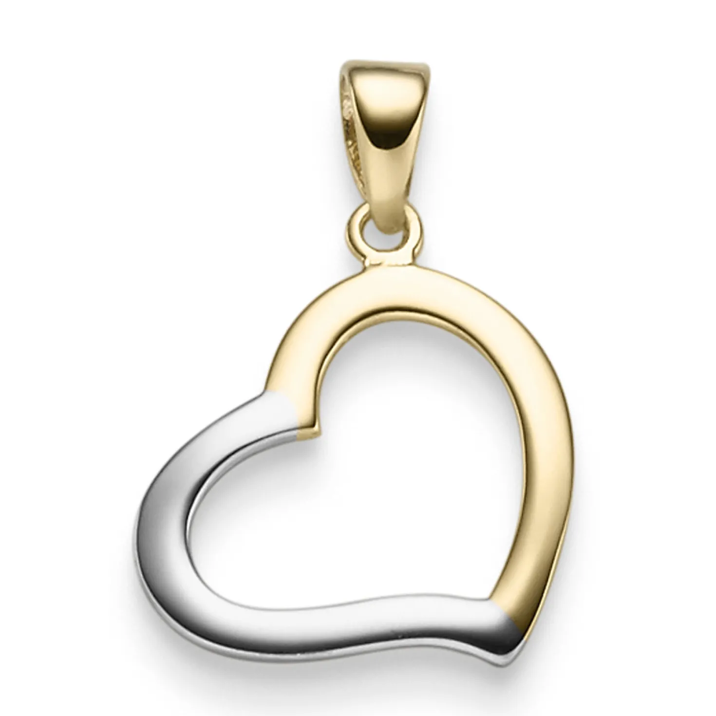 Anhänger Einhänger Herz 15,5mm aus 585 Gold Gelbgold & Weißgold bicolor