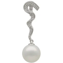 Anhänger Einhänger Perle Muschelkernperle 10 Zirkonia weiß 925 Silber Damen