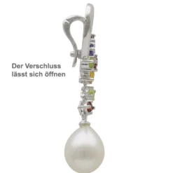 Anhänger Einhänger Süßwasser Perle & multicolor Edelsteine 925 Silber Damen