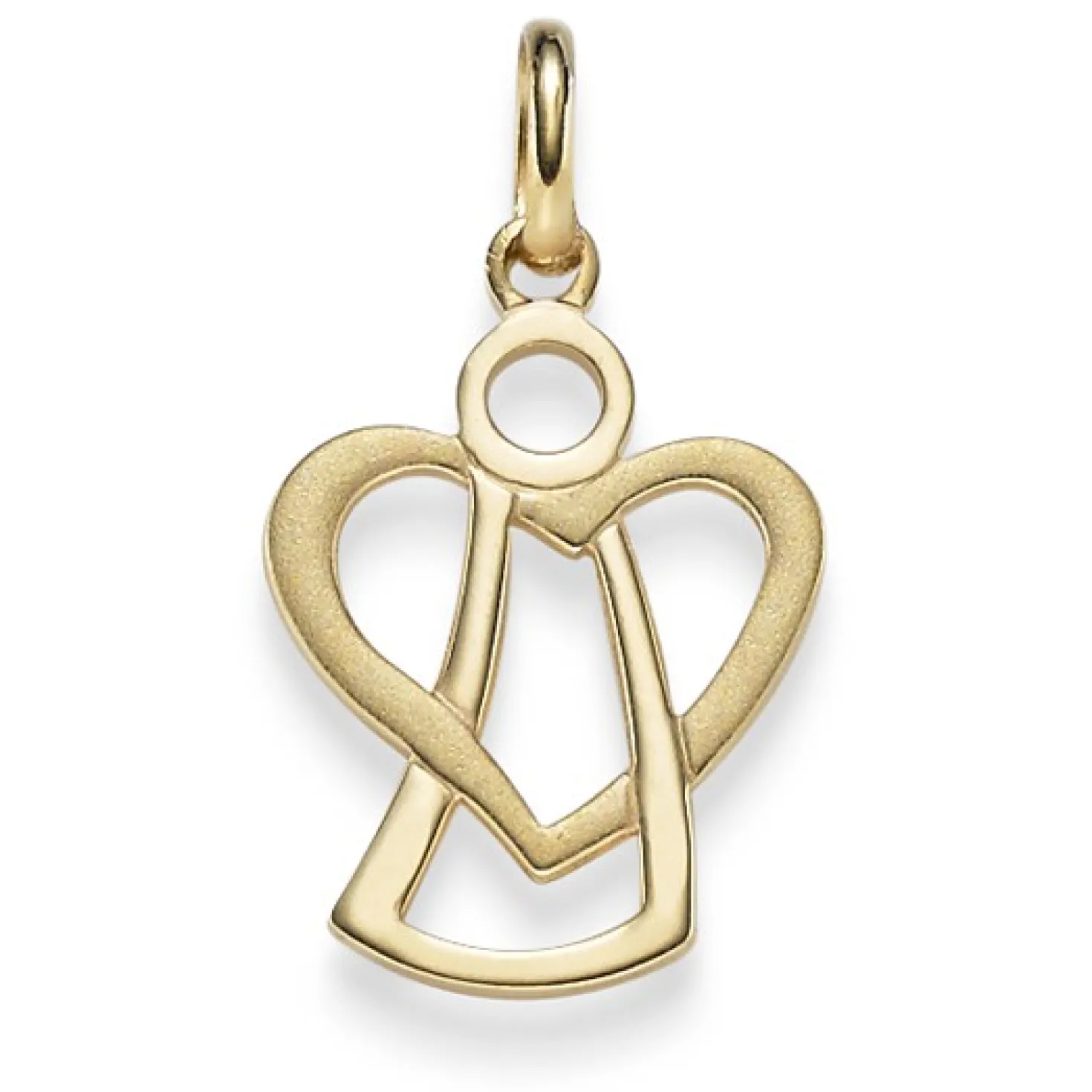 Anhänger Engel Engelchen & Herz 585 Gold Gelbgold 21x12mm Halsschmuck